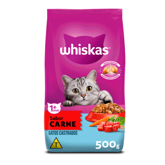 Ração Whiskas Gatos Adultos Castrados Carne 500 g