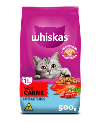 Ração Whiskas Gatos Adultos Castrados Carne 500 g