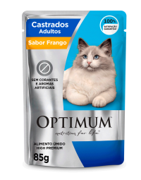 Ração Úmida Optimum Sachê Gatos Adultos Castrados Frango 85 g