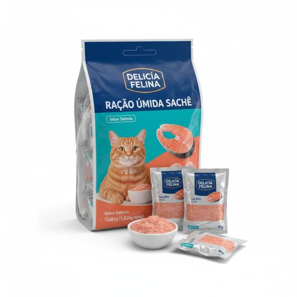 Ração Úmida Sachê Sabor Salmão (12x85g)