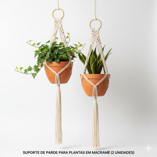 Suporte de Parede para Plantas em Macramê (2 Unidades)